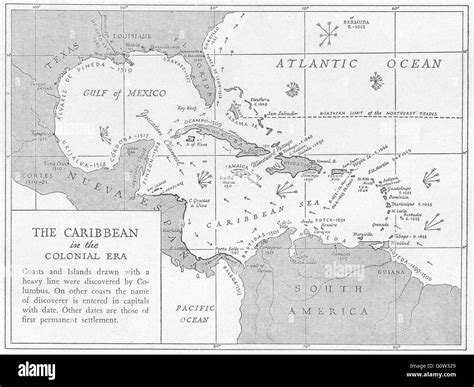 WEST INDIES: 1600-1660: Caribbean, Colonial Era, sketch map, 1942 Stock ...