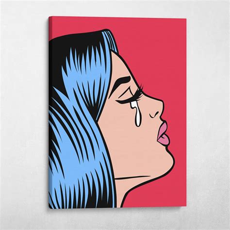 Pop Art Crying Girl (Red) Wall Art