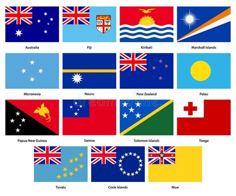 Set of All Flags of the Countries of Oceania Stock Vector ...