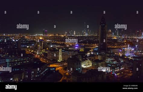 aerial view of Dubai in the United Arab Emirates at night Stock Photo ...