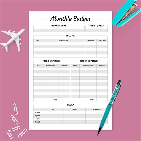 Template for budget planning - grupomyte