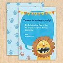 personalised lion party invitations by made by ellis | notonthehighstreet.com