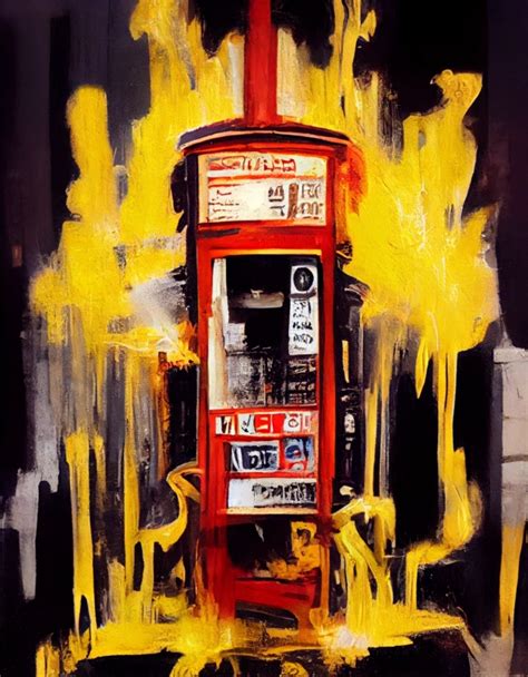 A painting of a Pay-phone booth on fire on the street | Midjourney | OpenArt