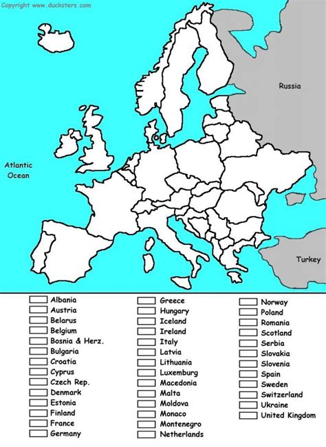 Blank Europe Map Quiz Printable | Printable Maps