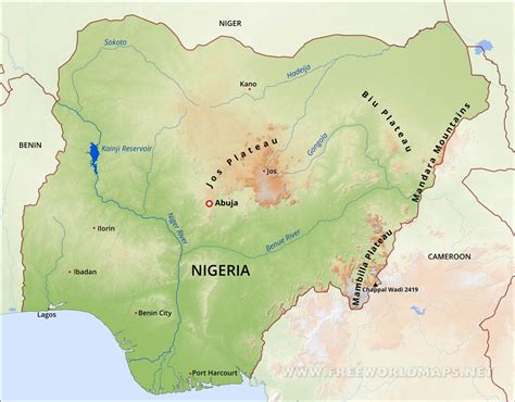 Map Of Nigeria Showing River Niger And River Benue - State Coastal Towns Map