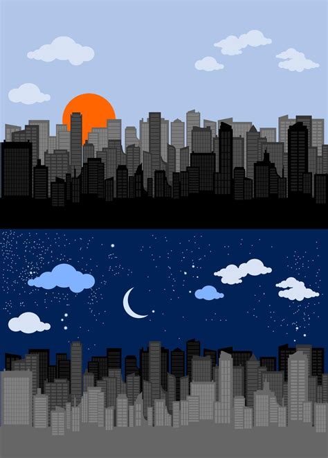 Editable Vector Illustration of City Silhouette with Grey Color in Day ...