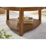 Gexpusm 32" Round Coffee Table, 2-Tier Wood Coffee Table with Storage ...