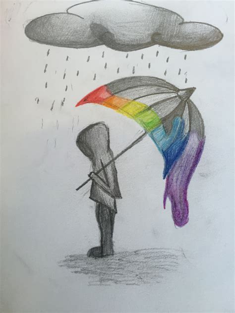 Drawing Of Rainbow In Rain - This is what a puddle of water would look ...