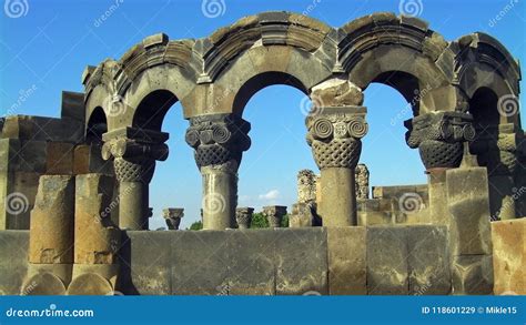 Zvartnots cathedral ruins stock image. Image of monastery - 118601229