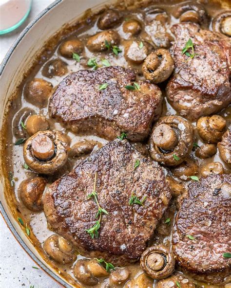 Juicy Fillet Steak with Mushroom Sauce | Healthy Fitness Meals