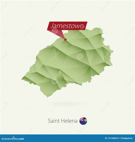 Green Gradient Low Poly Map of Saint Helena with Capital Jamestown ...