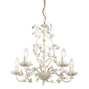 Endon Lullaby Flower Detail Ceiling Light - Cream & Gold - Cream Shade - 5 Light
