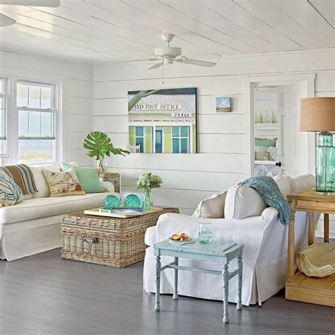 style bord de mer chic salon | Beach house living room, Beach theme living room, Beach living room