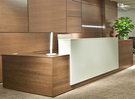 Contrasts Custom L-Shaped Reception Desks - Direct Office Solutions