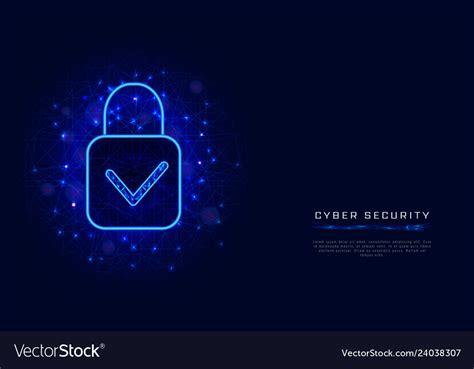 Cyber security template with padlock and check Vector Image