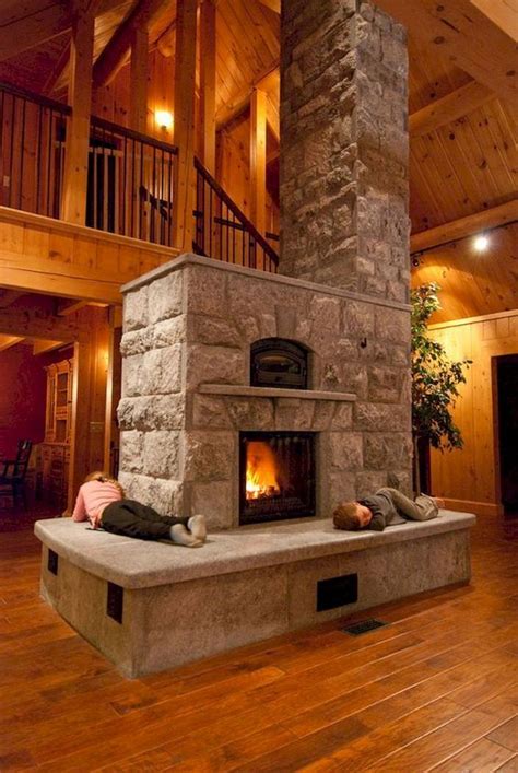 60 Stunning Log Cabin Homes Fireplace Design Ideas | Home fireplace ...