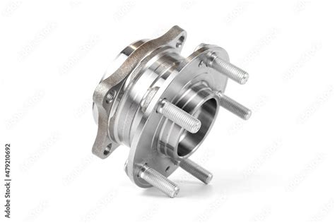 Car hub in silver color, isolated on a white background, hub friction ...