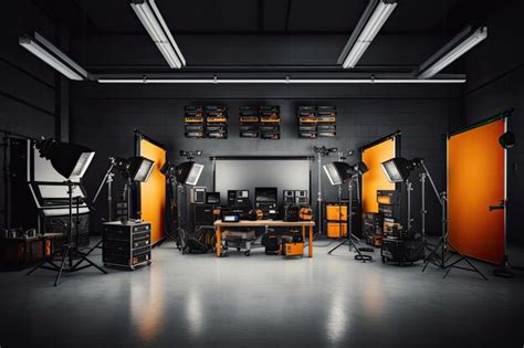 Premium AI Image | Photography studio with professional spot lights