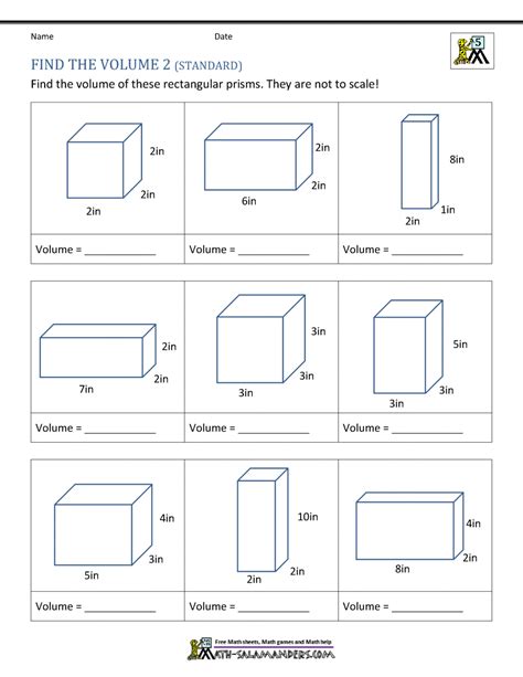 5th Grade Volume Worksheets