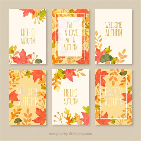 Premium Vector | Autumn cards collection