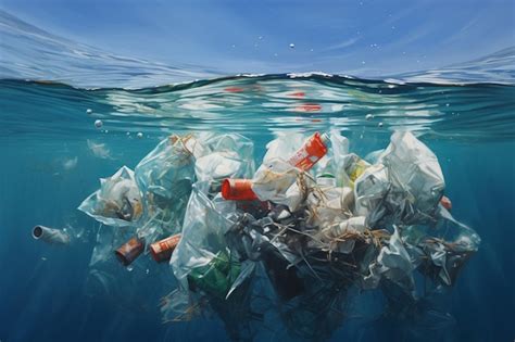 Premium AI Image | Ocean Litter Plastic Debris in the Sea Generative AI