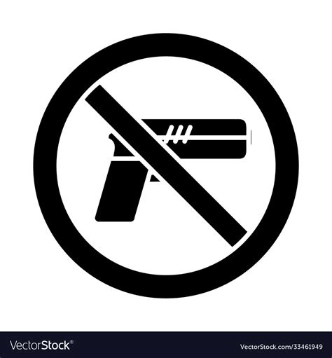 Prohibited sign with gun icon silhouette style Vector Image