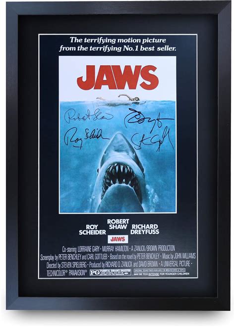 HWC Trading A3 FR JAWS Movie Poster Cast Signed Gift FRAMED A3 Printed Autograph Film Rob ...