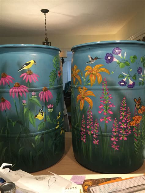 Water barrel | Water barrel diy, Rain barrels painted, Rain barrel