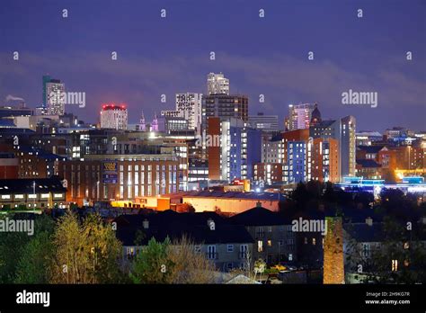 Leeds City Skyline at night Stock Photo - Alamy