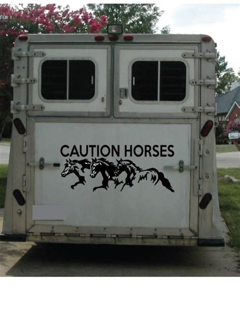 Horse Trailer Decal Caution Horses with graphic | Etsy