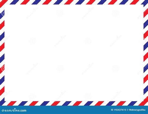Airmail Envelope Frame. International Vintage Letter Border. Retro Air Mail Postcard with Blue ...