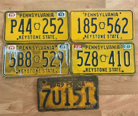 Lot of 5 Pennsylvania PA License Plates 1949 1978 1987 1988 | License ...