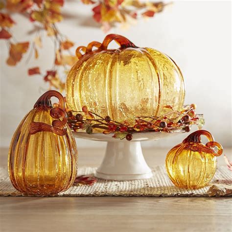 Amber Crackle Glass Pumpkins | Pier 1 Imports- more glass pumpkin ...