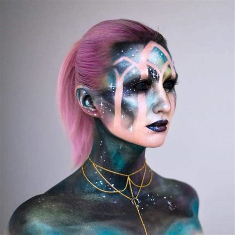 Galaxy Face Makeup Creates the Swirling Cosmos Across the Skin