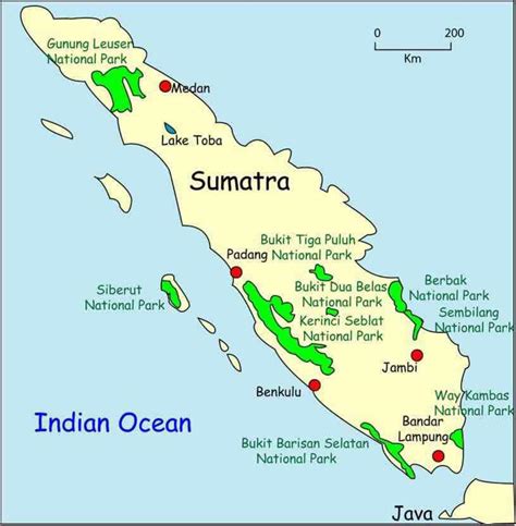 Tropical Rainforest Heritage Of Sumatra Map