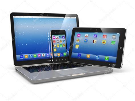 Laptop, phone and tablet pc. Electronic devices — Stock Photo © maxxyustas #15277309