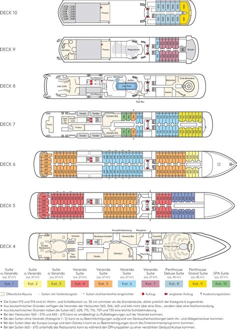 Decksplan der EUROPA 2 HapagLloyd Cruises