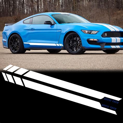 Xotic Tech 2pcs White Car Side Skirt Sticker Trim Door Sill Stripe Decal for Ford Mustang 2015 ...