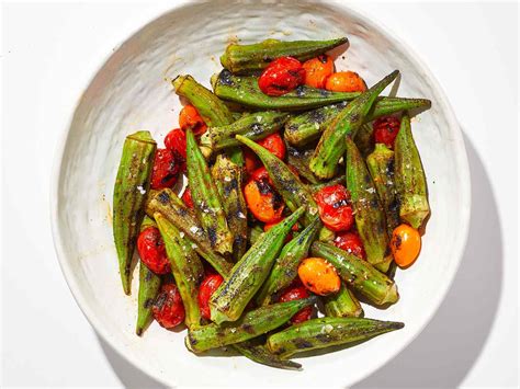 Grilled Okra and Grape Tomatoes Recipe