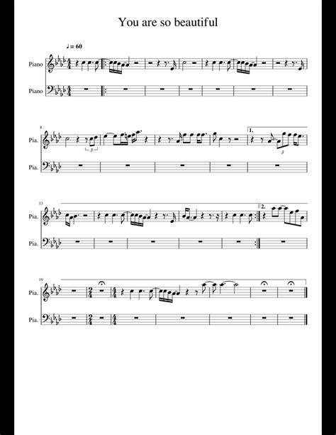 You are so beautiful sheet music for Piano download free in PDF or MIDI