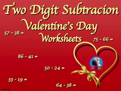 Two Digit Subtraction Worksheets II - Valentine's Day Themed - Horizontal | Subtraction ...