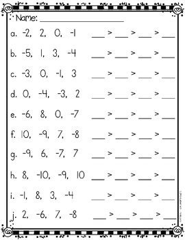 Comparing Integers Worksheets by Catherine S | Teachers Pay Teachers