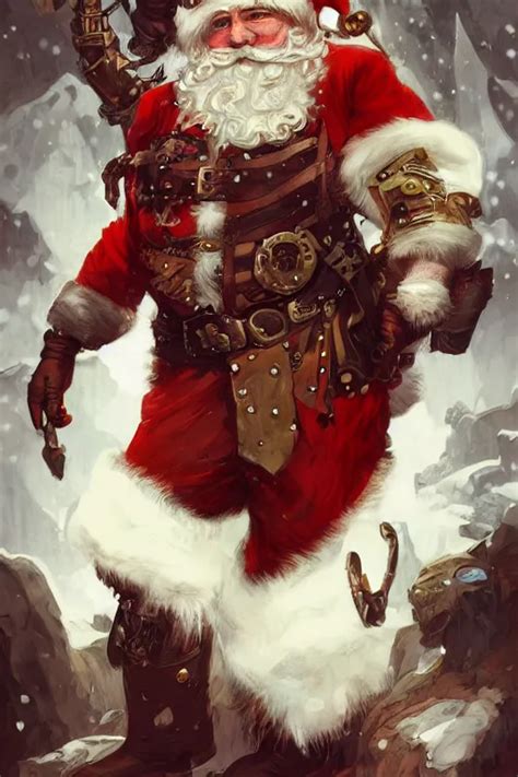 evil santa claus steampunk half - cyborg cowboy, pelt | Stable Diffusion