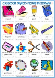 Classroom Objects ESL Vocabulary Worksheets