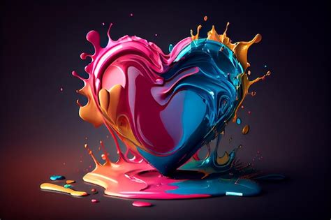 Premium Photo | Colorful paint love heart shape for valentine's day generative ai