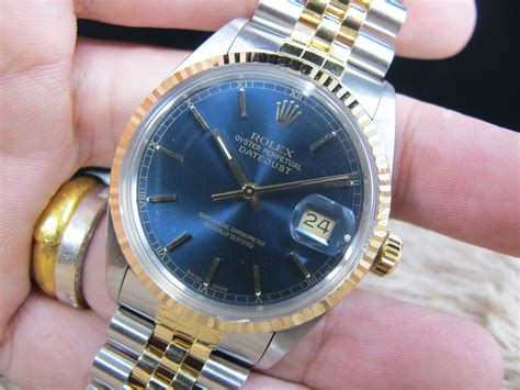 [1987] Rolex DATEJUST 16013 2-Tone with ORIGINAL Glossy Blue Dial with ...