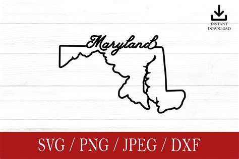 Maryland Svg Maryland Outline Svg Svg Png Dxf Jpeg - Etsy