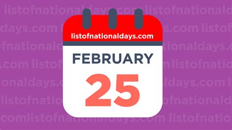 FEBRUARY 25TH: National Holidays,Observances & Famous Birthdays