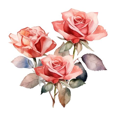 Premium Vector | Hand painted watercolor roses clipart