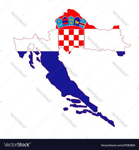 Croatia map and flag silhouette Royalty Free Vector Image